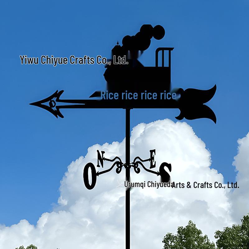Weather Vane Ornament: Outdoor Wrought Iron Spray-Painted Roof Decoration Metal Craft