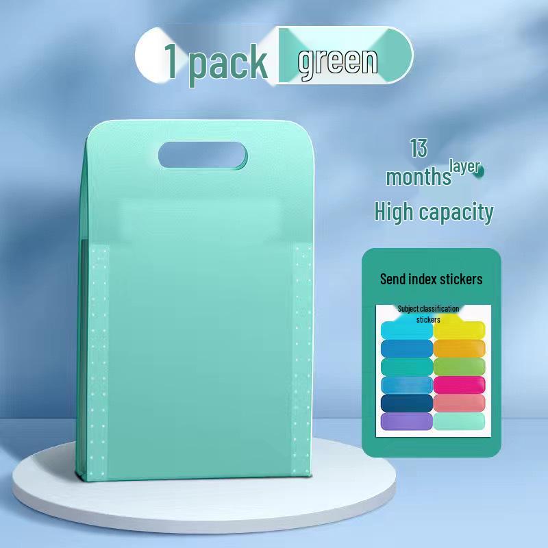 Accordion A4 Multi-Layer Storage Folder with Handles - Large Capacity for Students and Document Organization.