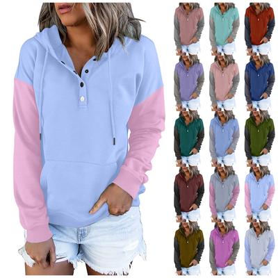 Women's Pullover Hoodies Tops Casual Button Down Long Sleeve Pocket Sweatshirts
