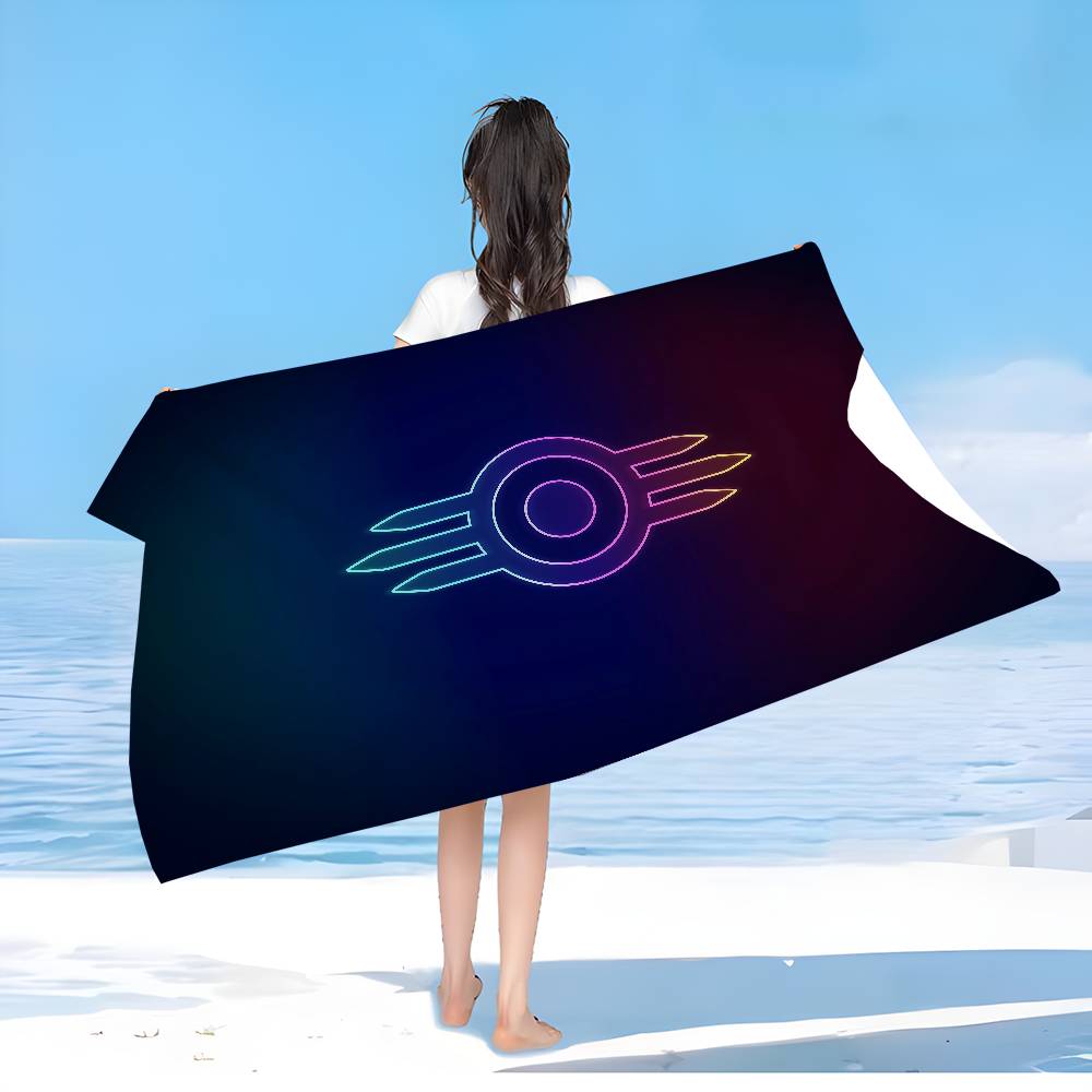V-Vault-Tec F-Fallout Logo Bath Towel Microfiber Soft Water Absorbing Breathable For Girl Kids Decorative Cartoon Beach Towel