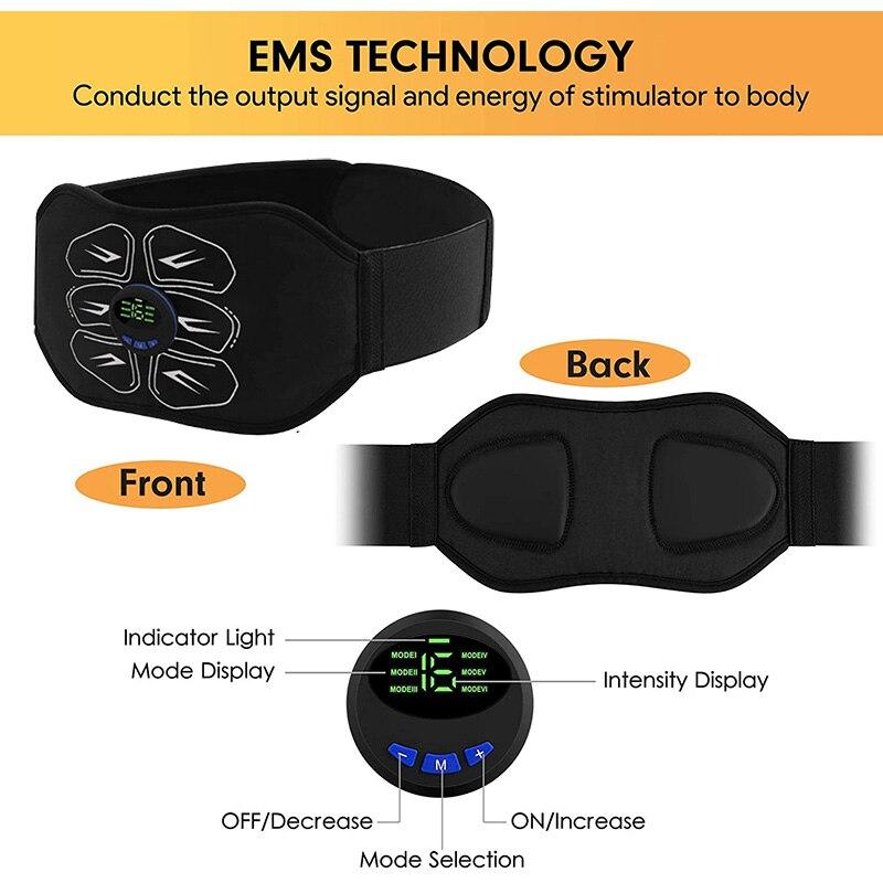 Portable ABS Muscle Stimulator Toner Abdominal Trainer Belt Body Ab Slimming Machine Abdomen Home Fitness Workout Equipment