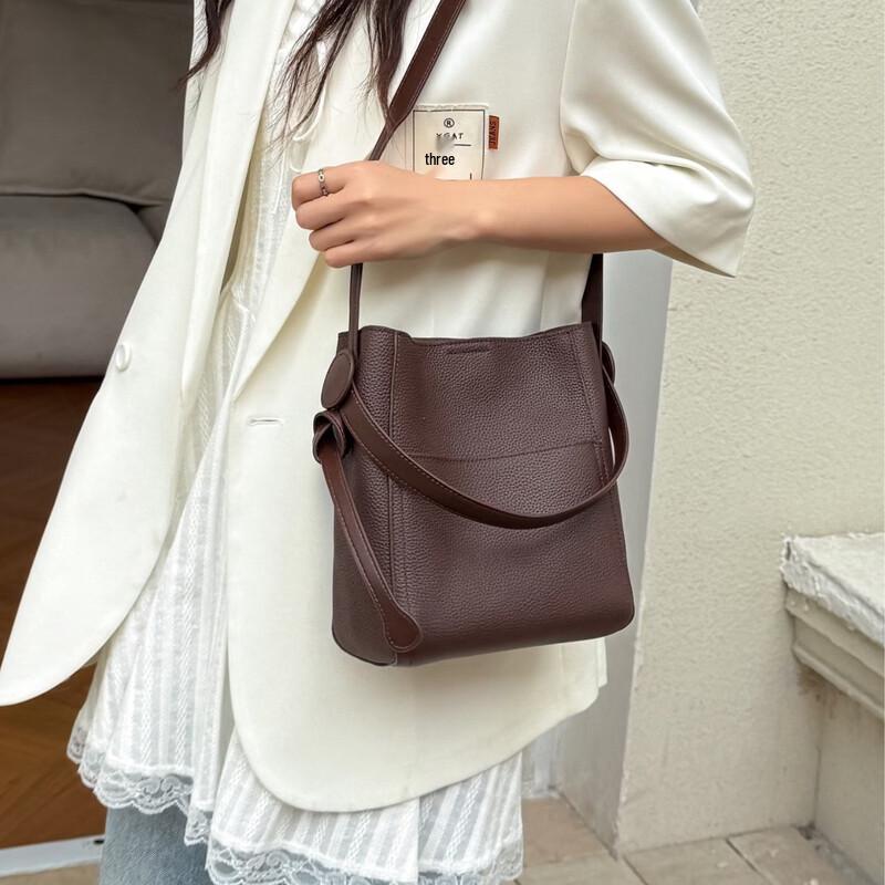 

Элегантная кожаная сумка-ведро Douxiaozhu с плечевым ремнем