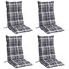 High Back Seat Cushions 4 Pcs Gray Checkered Pattern Oxford Fabric