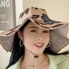 Breathable Foldable Sunshade Hat UV Protection Drawstring Large Brimmed Fisherman Hat Linen Cloth Adjustable Wide Brim Sun Cap