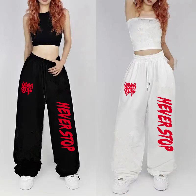 Drawstring Design Sweatpants Women Street Dance Hip-hop Sports Pants for Women Summer All-match Long Pants Woman