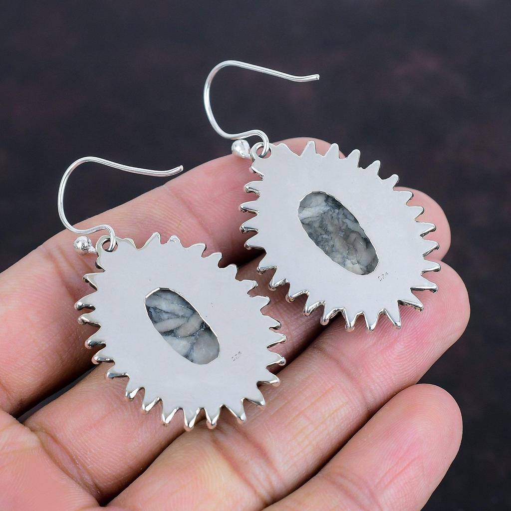 Pinolith Jasper Earring Original Gemstone Handmade Jewelry 925 Sterling Silver Earring Antique Earring Pinolith Jasper Jewelry Gifts For Her
