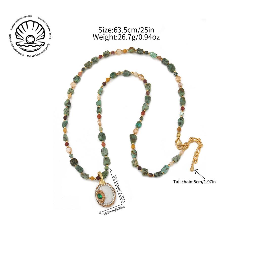 Vintage handmade layered Baroque pearl necklace, African pine natural stone beaded new Chinese high-end sweater chain