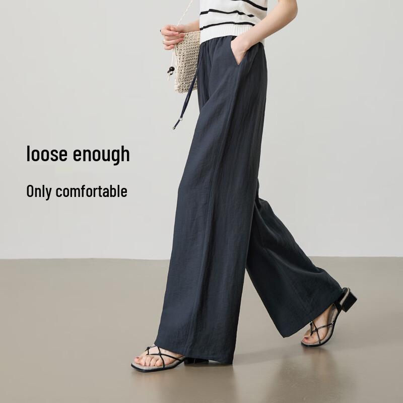ESE-Y Women's High-Waisted Linen Blend Wide-Leg Pants