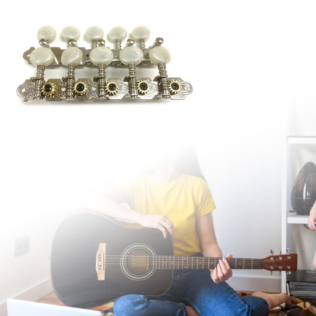 5L/5R Guitar Tuning Keys Tuners Machine Head 10 String Gold Plated Single Hole Tuning Pegs for Classical Acoustic Guitar