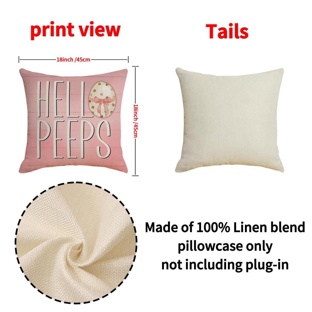 Easter Pillow Happy Bunny Print Decorative Square Combination Pillow Case Versatile Sofa Cushion