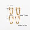 Fenny 18K PVD Plated  Elegant Party Black Zirconia Tassel Chain Dangle Stainless Steel Hoop Earrings for Women