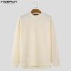INCERUN Men Autumn Thick Woolen Knitted Pullovers Solid Color High Low Sweaters
