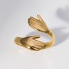 18k Gold Titanium Stainless Steel Hugging Hands Open Ring - Fashionable and Versatile Jewelry