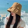 Hat women's fashion big head circumference metal standard bucket hat sun protection sun hat summer face small sun hat