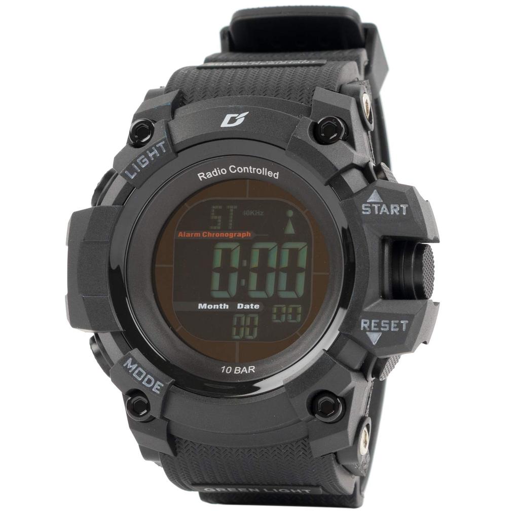 Arias Digital Solar Watch with Inverted LCD Men's Radio-Controlled Display, Black, ADWW18107RCSOL-01
