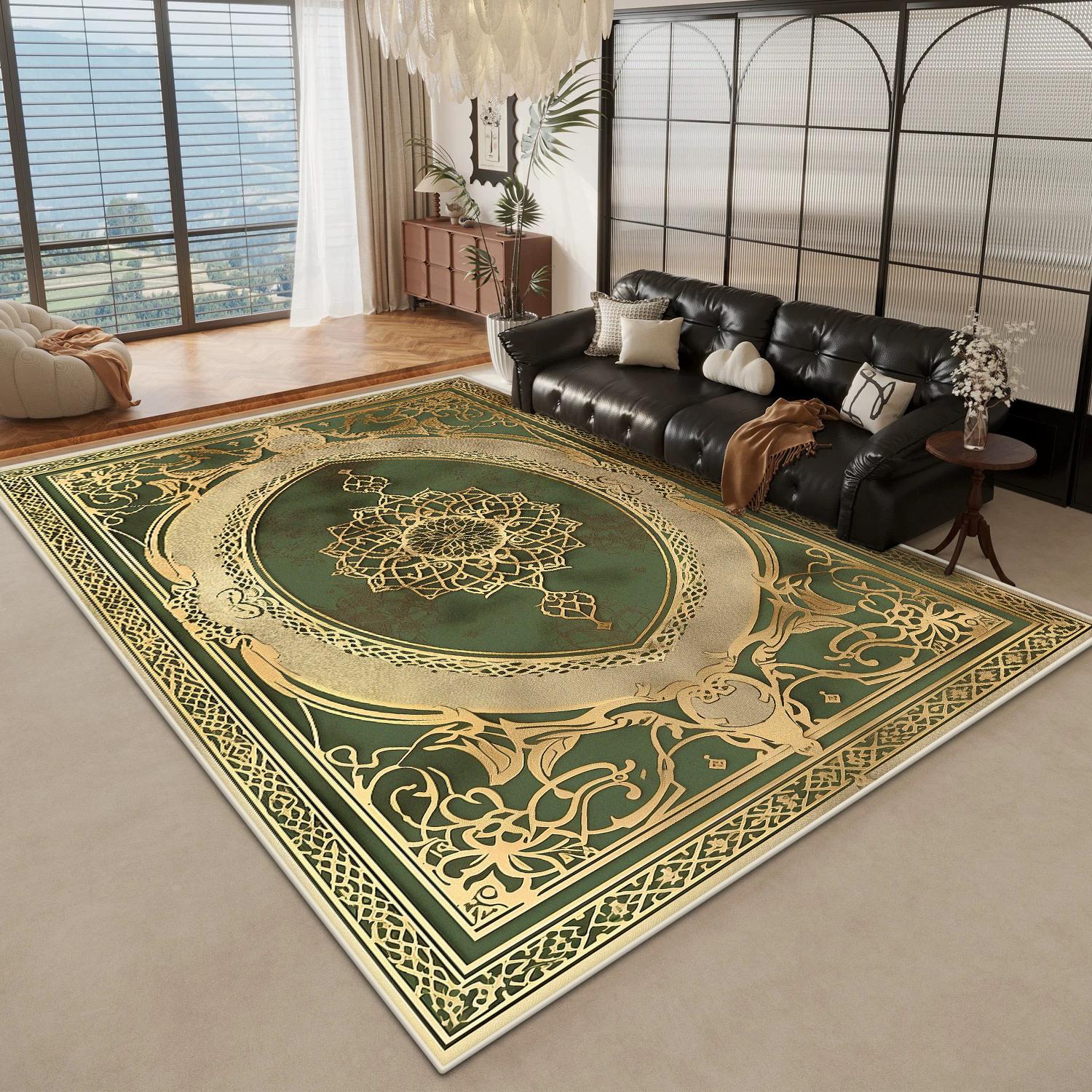 

Golden Marble Large Living Room Rugs Luxury Decoration Home Bedroom Fluffy Plush Carpet 200x300cm Office Area Non-slip Soft Mats 180*250cm