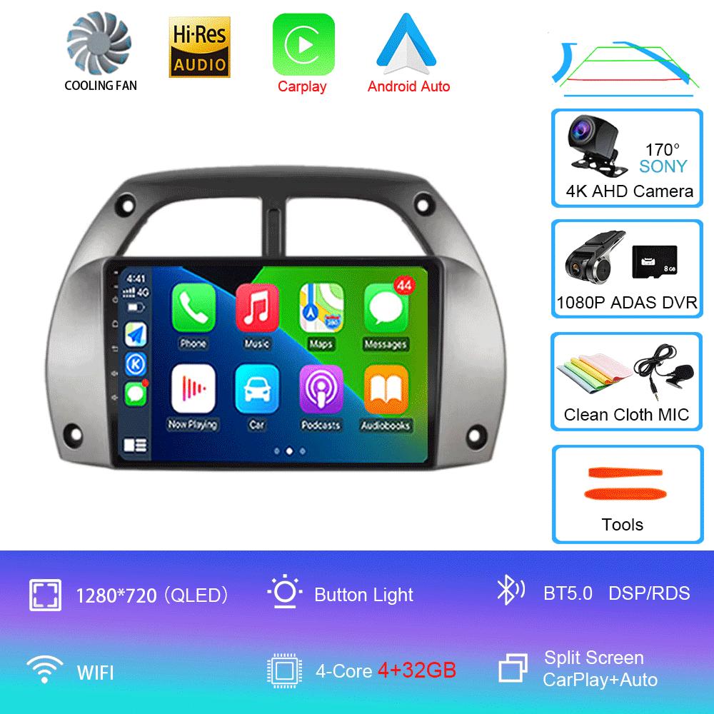 Car Radio Android 14 wireless Carplay Auto for Toyota RAV4 2001 - 2006 Navigation GPS Multimedia Player Stereo video wifi+4G BT