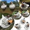 Funny Chicken Fence Decoration Statues for Garden Stairs, Farm, Patio, Backyard, Resin Craft Chicken Hen Sculpture