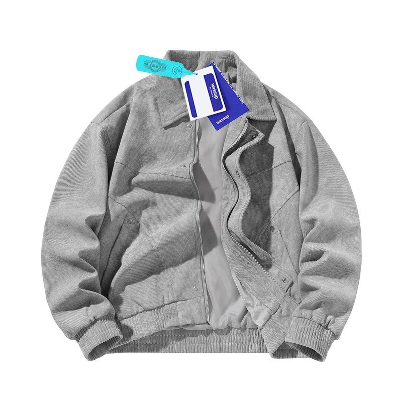 Wassup Trendy American Retro Casual Jacket for Men, Autumn and Winter Thickened Lapel Biker Jacket, Cool Workwear Jacket