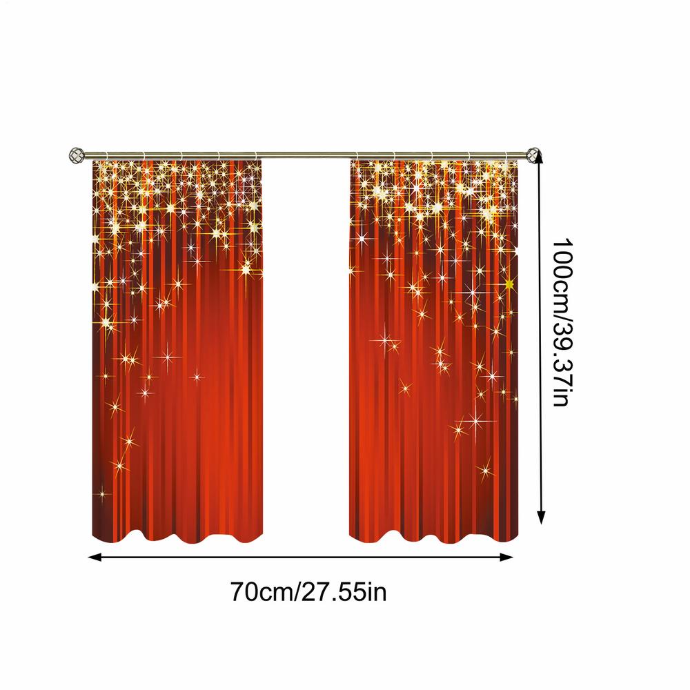 2pcs Christmas Curtain Traditional Celebration Theme Pendant Holiday Party Supplies Window Decor Props For Living Room Bedroom