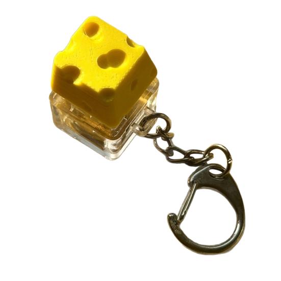 Cheese Keyboard Fidget Keychain Stress Anxiety Relief Portable Travel Kids Adults Mechanical Keyboard Clicker Decompression Button Sensory Toy