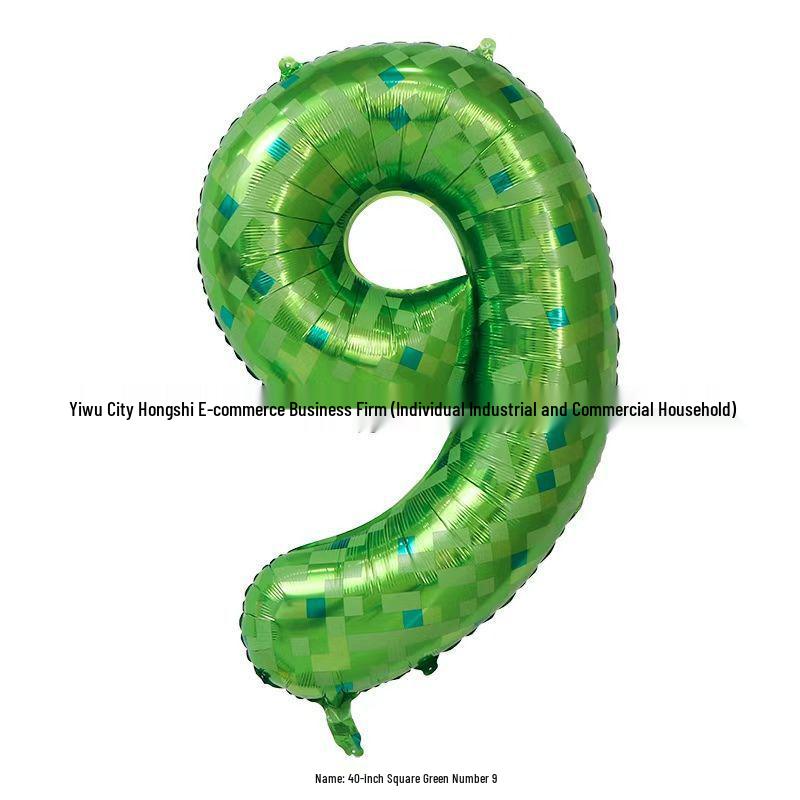 40-Inch Green Plaid Minecraft Aluminum Foil Balloons - Birthday & Party Décor