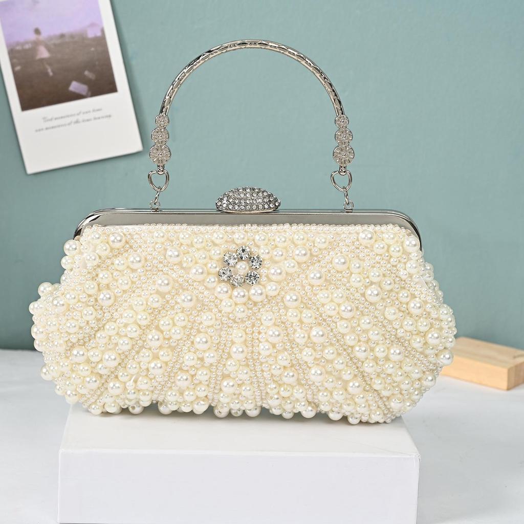 Vintage Chic Pearl Evening Handbag for Women - Ideal for Parties, Banquets, and Formal Events