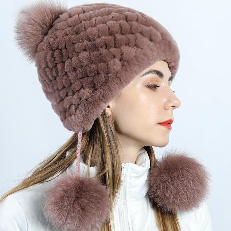 Hat Women's Autumn and Winter New Fashionable Warm Rex Rabbit Fur Hat