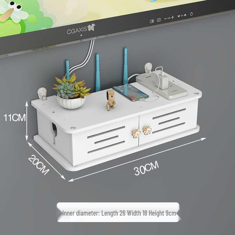 Wall-Mounted No-Drill WiFi Router and TV Set-Top Box Shelf for Living Room/Bedroom