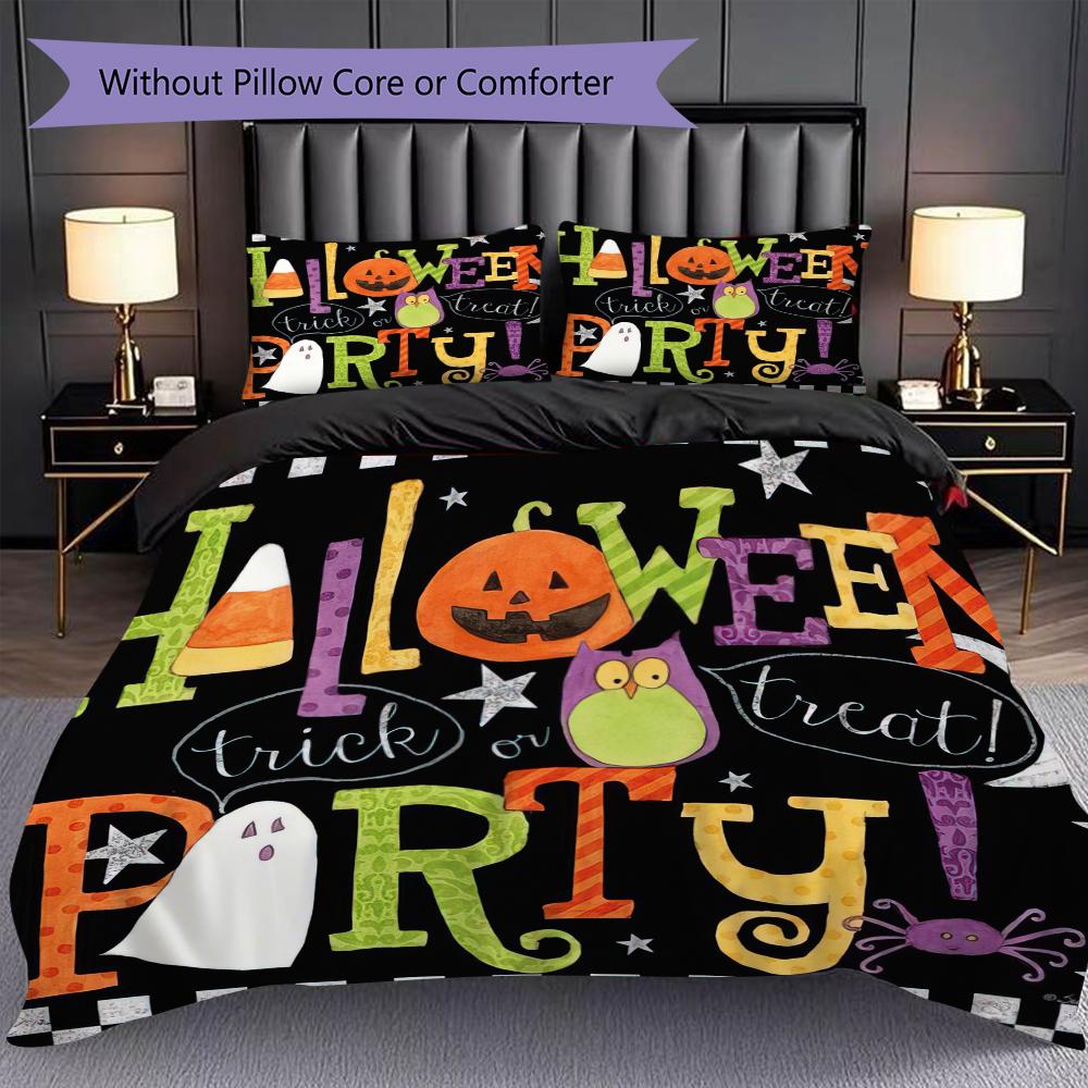 1PC Halloween theme pattern Bedding Quilt Set Quilt Cover Pillowcase Home Decoration Birthday Gift (1 * duvet cover + 2 * pillowcase, without core)