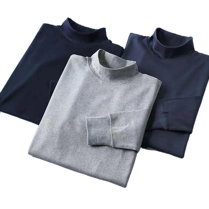 Men's Pure Cotton Thermal Underwear Set: High Neck Top & Bottoms for Cold Protection and Quick Warmth