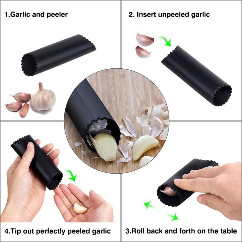 Stainless Steel Garlic Press Set - Upgraded Manual Garlic Press, Compact Household Kitchen Tool