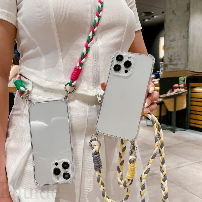Crossbody Strap Neck Cord Case for Samsung Galaxy S24 S23 S22 Ultra S21 Plus S20 FE Note 20 Shockproof Braid Lanyard Clear Cover