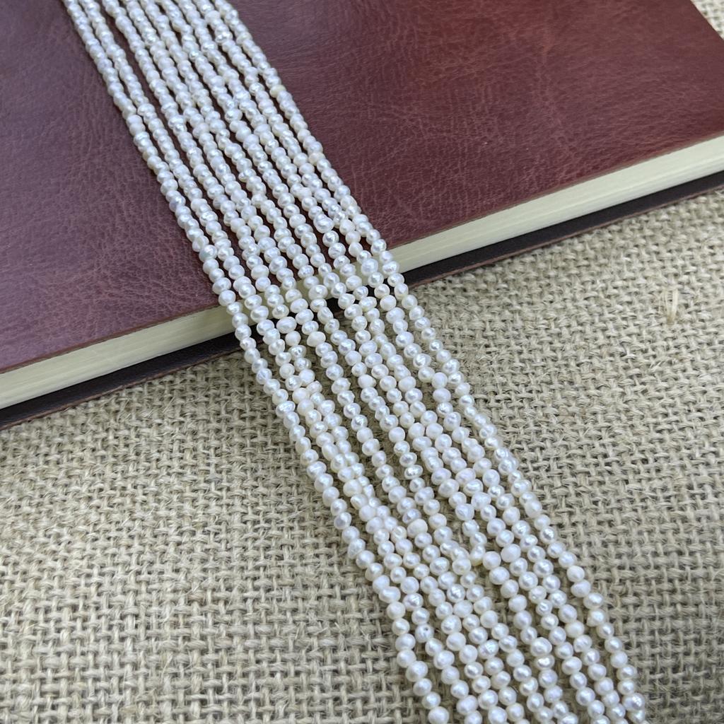 1String, White Natural Freshwater Pearls, Handmade Steamed Bun Pearl Beads for Jewelry Making DIY Crafts (Beads 2-2.5mm, Length 36cm)