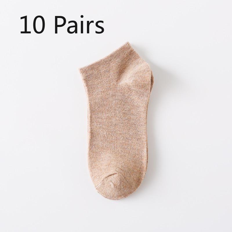 10 Pairs of Men's Boat Socks, Nude Socks, Solid-color Couple Short Socks, Retro Solid-color Cotton Sports Socks, Casual and Versatile