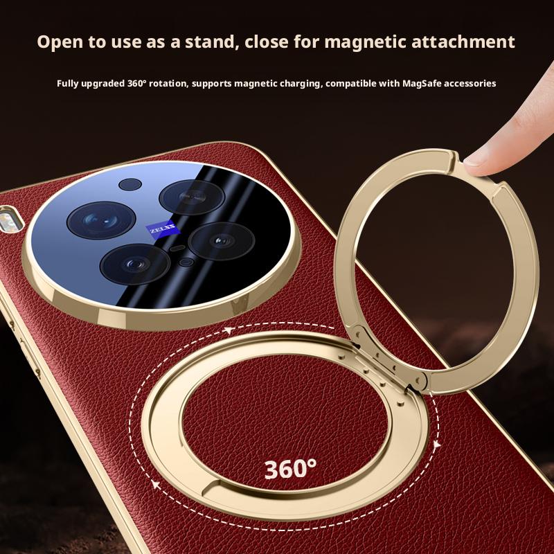 For Vivo X300s & Vivo X300 Ultra Case Delicated Leather Built-in Magnet 360° Rotation Stand Plated Screen Protecto Cover