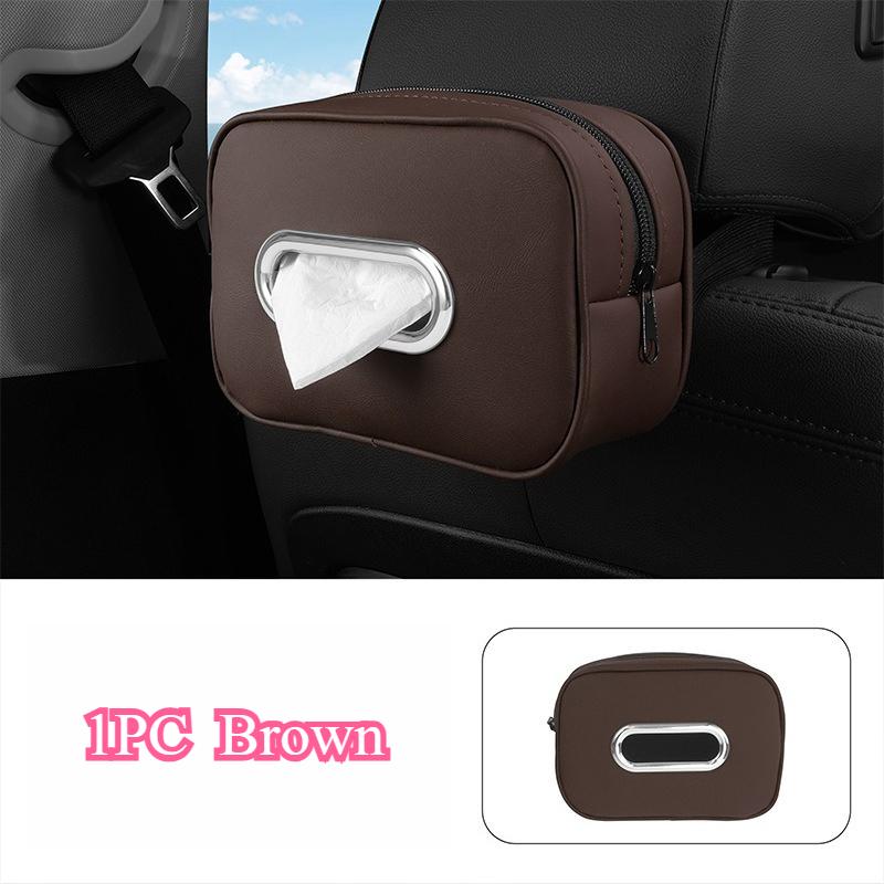 New Car Tissue Box Holder Microfiber Leather Car Center Console Armrest Napkin Box Sun Visor Backseat Tissue Case with Fix Strap