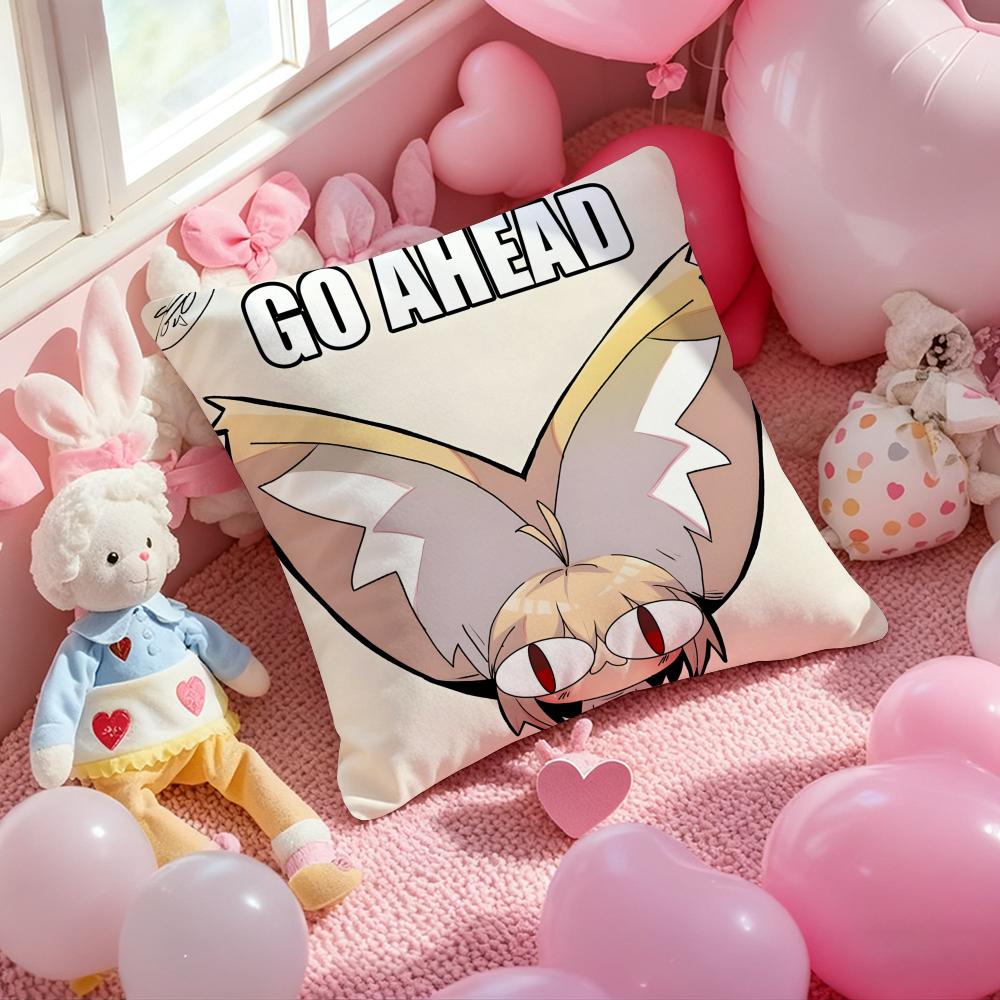 Neco Arc Funny Meme Kawaii Cushion Cover Pattern Printed Pillowcase For Living Room Sofa Cushion Cover & Bedroom Decor