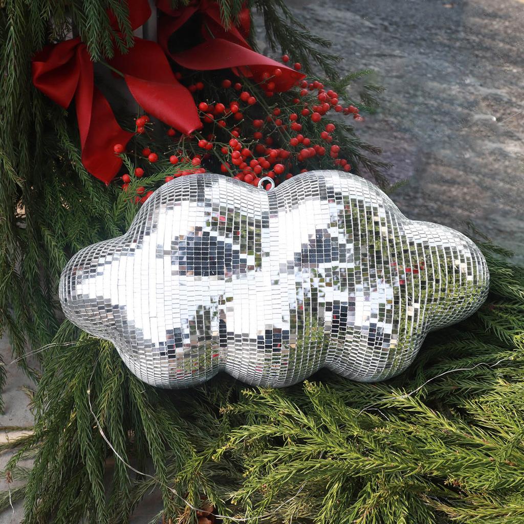 Cloud Shaped Disco Ball Hanging Decoration, Mirrored Mosaic Art Ornament for Home, Party, Bar, or Event Décor, Unique Reflective Light Display