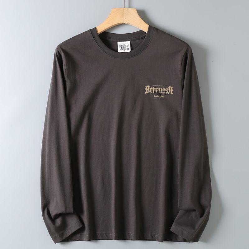 Original Export Surplus Genuine Cotton Washed Brushed Round Neck Long Sleeve T-Shirt for Men, Fashionable Casual Printed Base Shirt