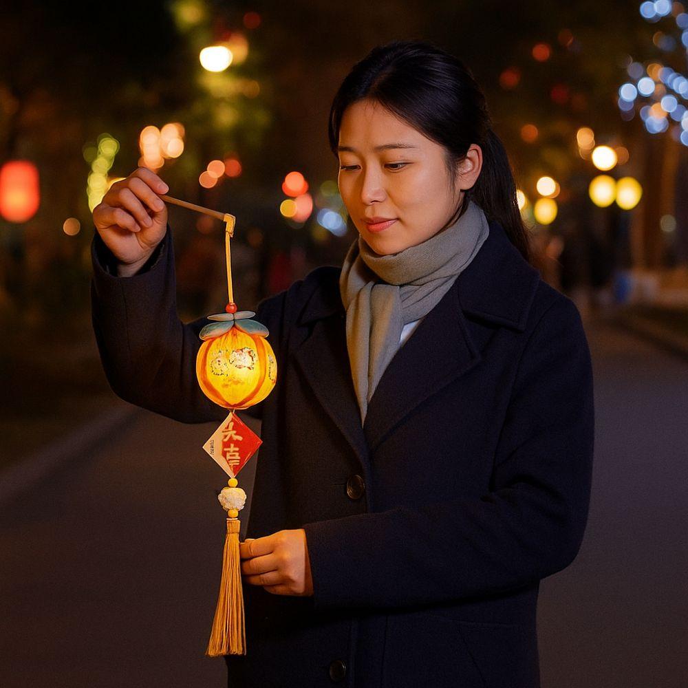 Handmade Lucky Persimmon Lantern with Tassel Spring Festival Lantern  Living Room Decor