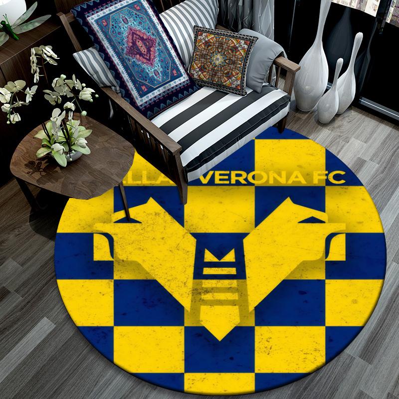 Hellas Verona FC pattern round rug,Carpet Rug for Living Room Bedroom Playroom ,Non-slip Floor Mat,Holiday Gifts and Birthday Gifts.