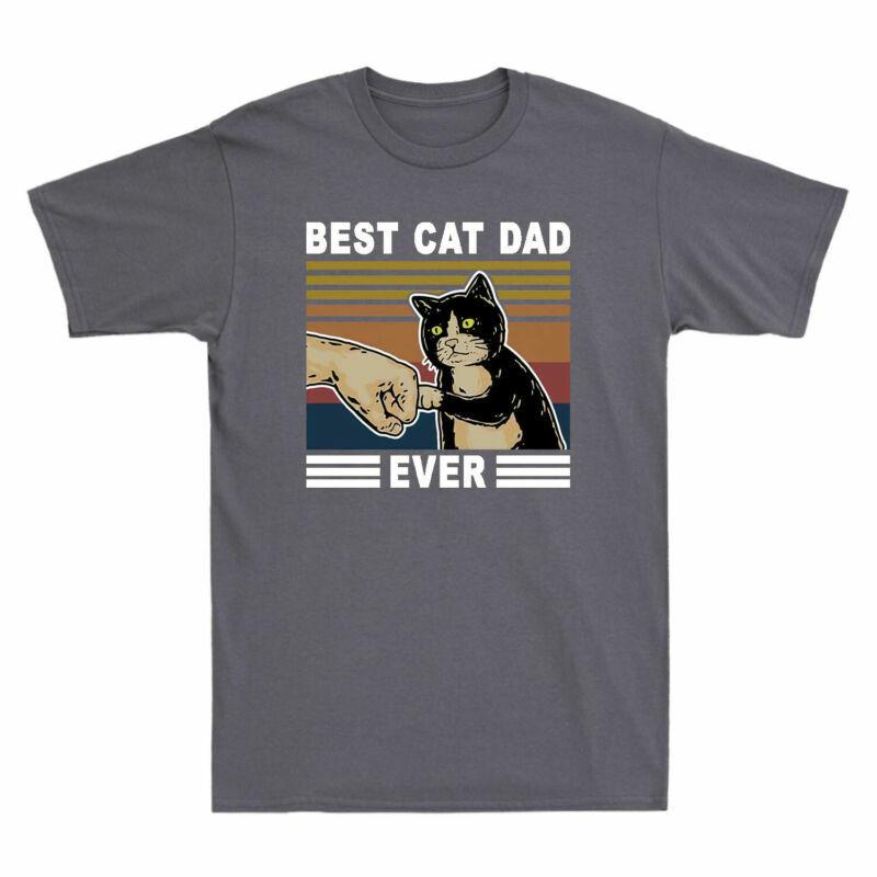 Best Tshirt Ever Dad Tee Day Cotton Gift Happy Unisexs Vintage Funny Fathers Cat