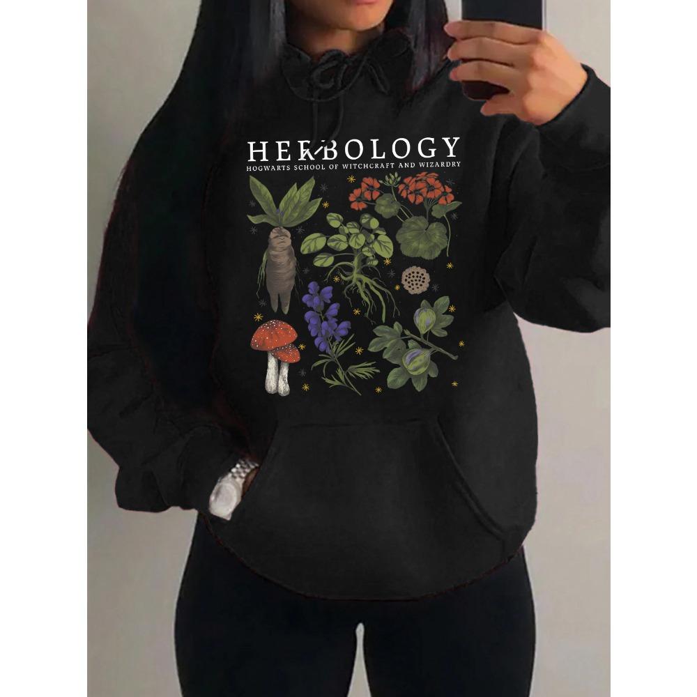 

Herbology Plant Composition Printing Hoodies Women Hip Hop All-Match Sportswear Casual Hoody Autumn Pocket Pullover 6XL