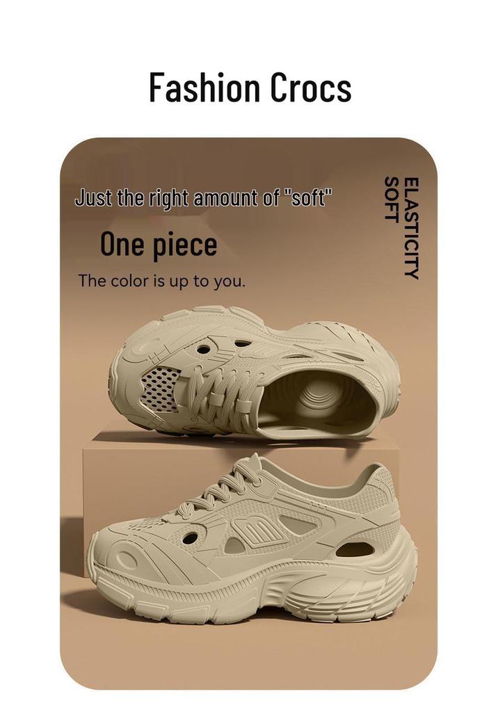 Women's Non-Slip Thick Sole Beach Sandals – Summer Closed-Toe, Height-Increasing Dad Sandals