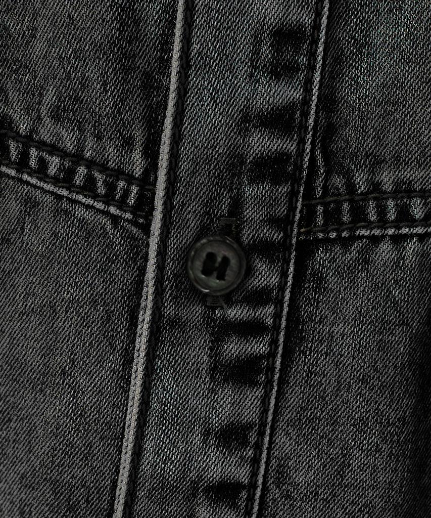 Dimiteulibeullaeg Fade-Washed Denim Trucker Half Shirt_Vintage Black
