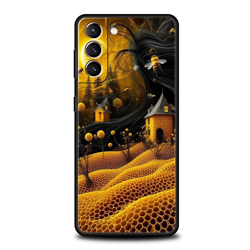 Honeybee Flower Pattern Phone Case Cover for Samsung Galaxy S26 S25 S24 S23 S22 S20 S21 FE Ultra S25 Edge Plus 5G Soft TPU Shell