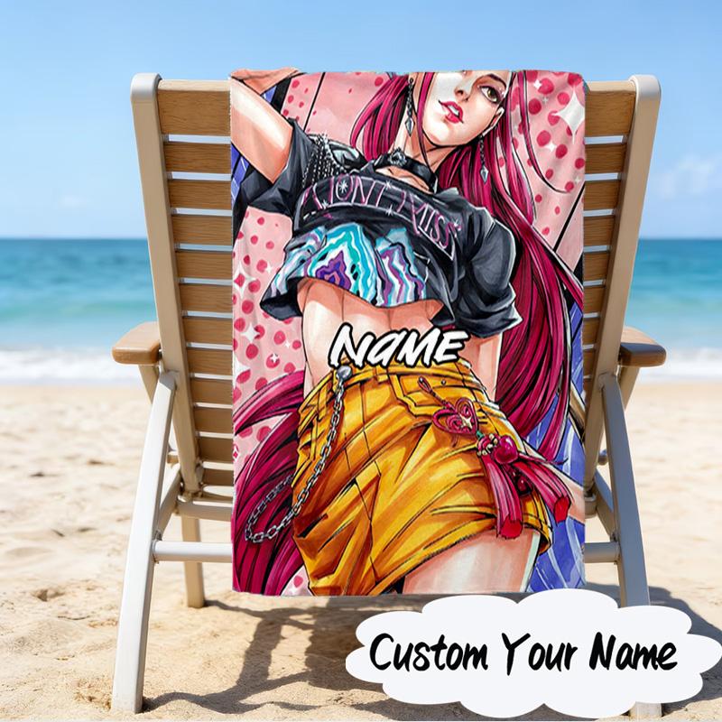 Custom Name Fantasy Night Trio K-Pop Microfiber Beach Towel Super Soft & Absorbent for Bath, Beach, Travel Bath Time Accessory, Fan Gifts