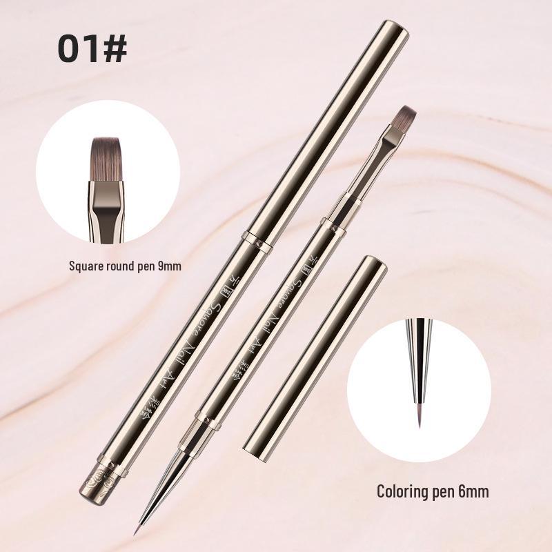 Metalowy długopis wielofunkcyjny do zdobienia paznokci, dwustronny: Liner, Malowanie, Modelowanie żelem, Rozprowadzanie, Przedłużanie