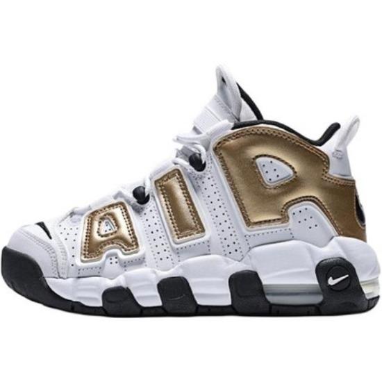 

Nike Air More Uptempo GS White Metallic Gold Black IO7601-171 Size 3.5Y-7Y EU 40 сірий колір